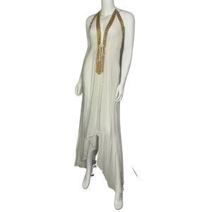 White Maxi with gold beading/stones